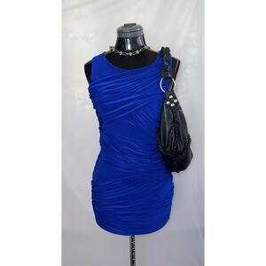 Soprano Cobalt Blue Ruched Above Knee Dress Size S